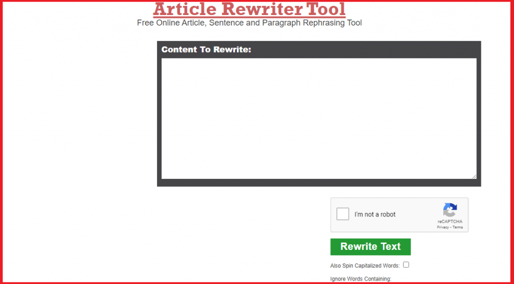 Article Rewriter Tool