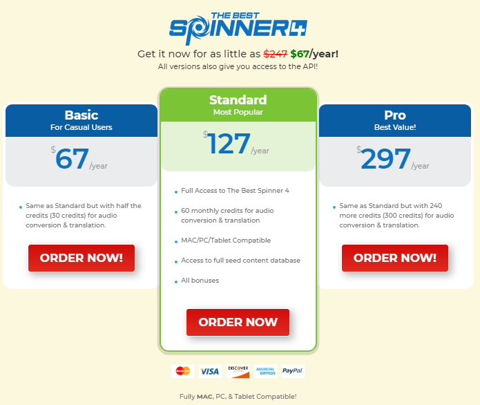 The Best Spinner Pricing